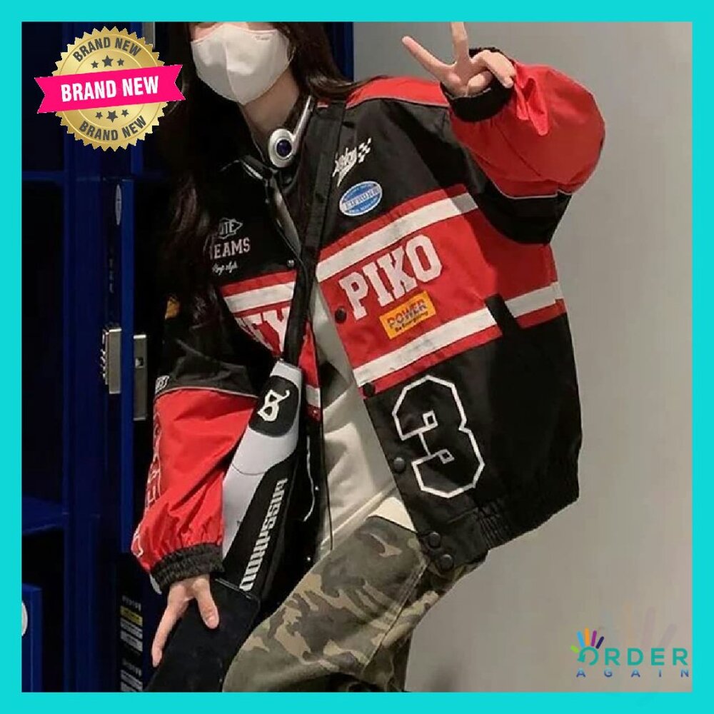 Varsity Bomber Jacket Patchwork Long Sleeve Y2K V… - image 7